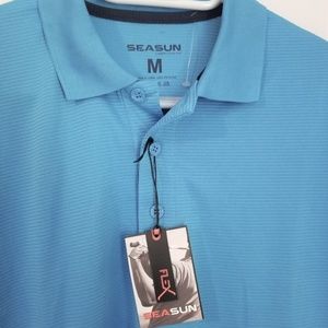Sea Sun Polo NWT Medium Blue Short Sleeve Ribbed